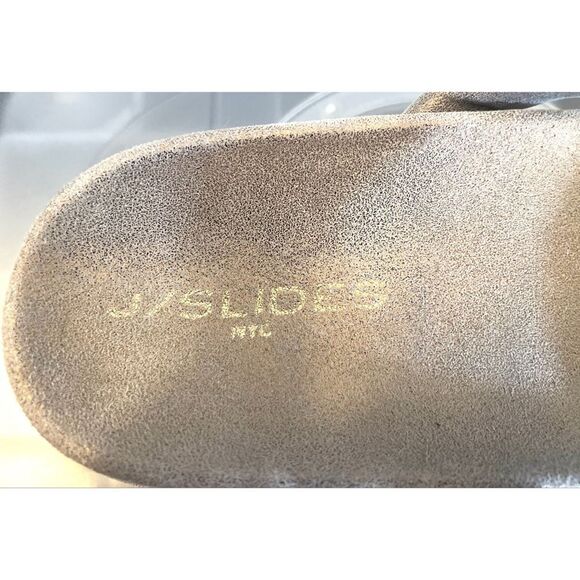 J/Slides Elegant Women's Sandals in Gold Leather Slip On Suze 9 - Picture 6 of 10